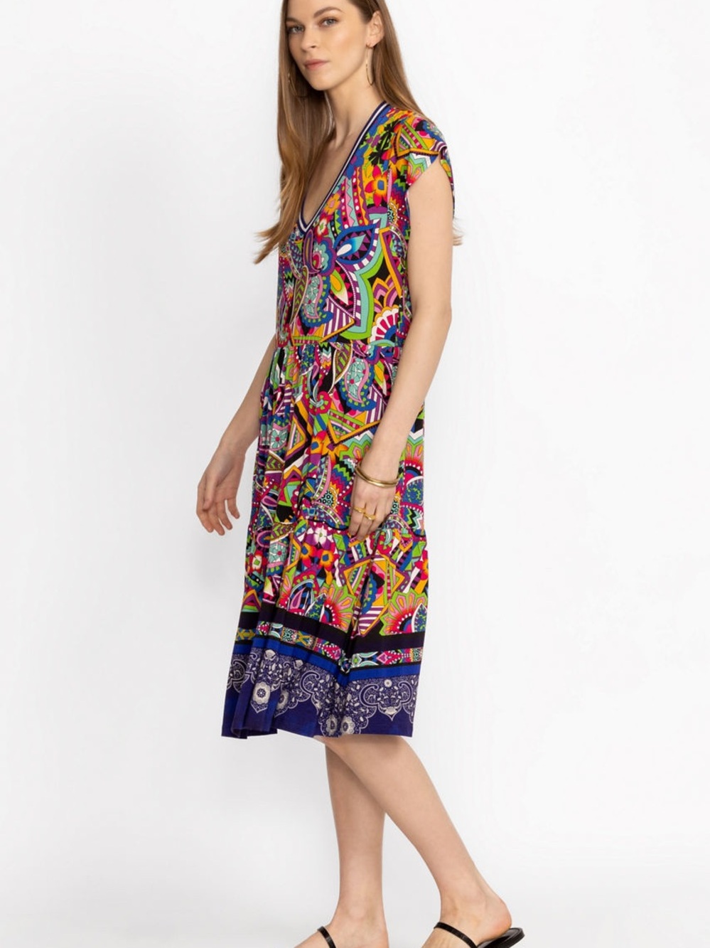 Johnny Was The Janie Favorite Tiered Tea Length Dress Size XS BNWT - Picture 2 of 7